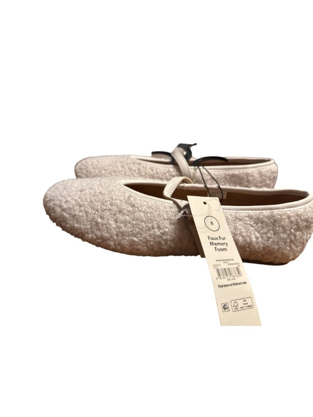 No Boundaries Womens White Sherpa Mary Jane Flats Size 8 Cozy & Stylish - Picture 4 of 6